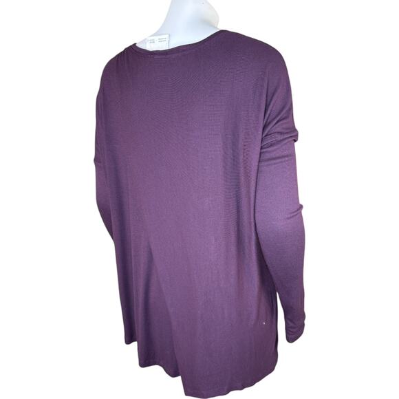 H by Bordeaux Women' Medium Purple Long Sleeve Top Ribbed Knit Stretch Open Back - Picture 9 of 14